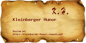 Kleinberger Hunor névjegykártya
